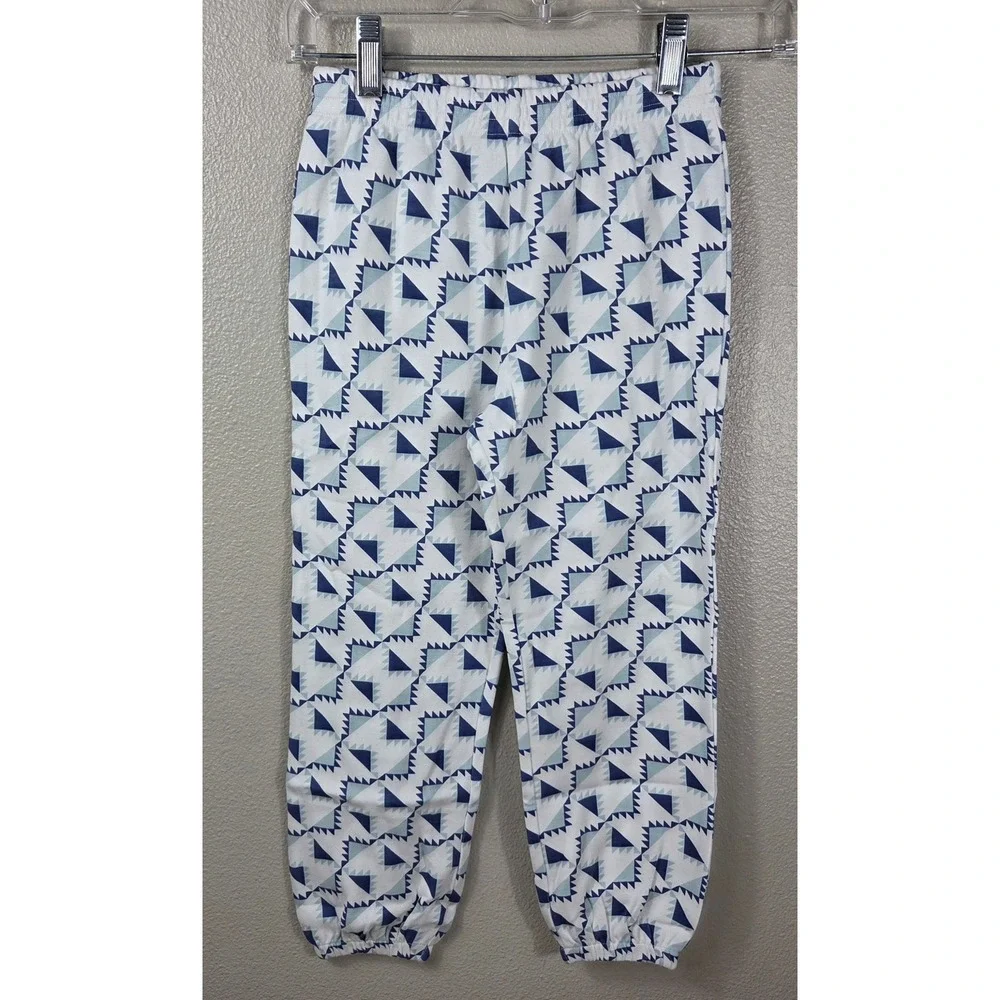 Kate Quinn Blue Picnic Quilt Jogger Set Kids 6Y NWT Organic Cotton